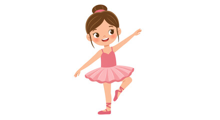 Cute Ballerina Girl in Pink Dress detailed illustration featuring isolated, playful, graceful, stage, smiling, child concept design for