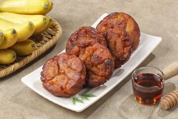 Pisang Goreng Madu. Honey Fried Banana is made from bananas fried with honey.