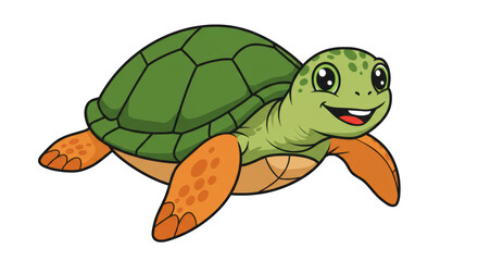 Fototapeta premium Cute Smiling Cartoon Sea Turtle Illustration detailed illustration featuring wildlife, character, aquatic, childish, colorful, icon concept design for
