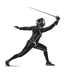 Black fencing europe sword fighting Silhouette Vector, High Quality Illustration on White Background