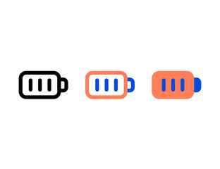 Three Stylized Battery Icons Showing Different Charge Levels