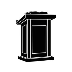 Black silhouette of a podium with an open book on top