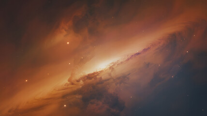 Naklejka premium Celestial Nebula: A breathtaking view of a vibrant nebula against a backdrop of deep space, showcasing swirling celestial formations.