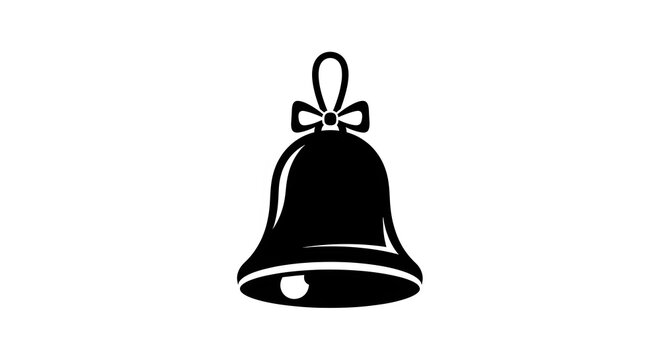 A Simple Silhouette of a Classic Bell with a Bow, Perfect for Festive or Decorative Use