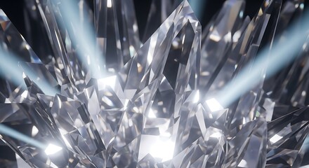 Abstract crystalline structure illuminated by ethereal light rays concept