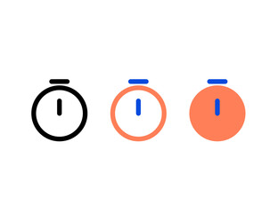 Three stylized stopwatch icons with varying colors and line weights