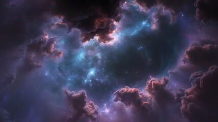 Fototapeta premium Celestial Serenity: A breathtaking depiction of clouds, swirling, layered, and illuminated with a vibrant palette of colors, creating a mesmerizing atmospheric landscape