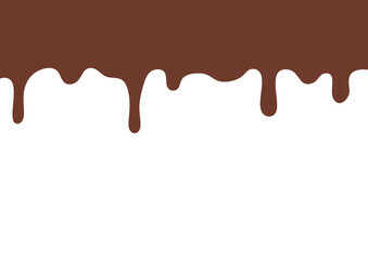 Chocolate Liquid Dripping and Melting. Chocolate Wavy Liquid Melting Vector on White Background. Ideal for dessert illustration, bakery design, and candy topping.
