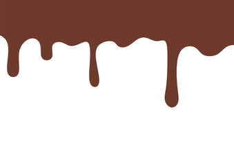 Chocolate Liquid Dripping and Melting. Chocolate Wavy Liquid Melting Vector on White Background. Ideal for dessert illustration, bakery design, and candy topping.