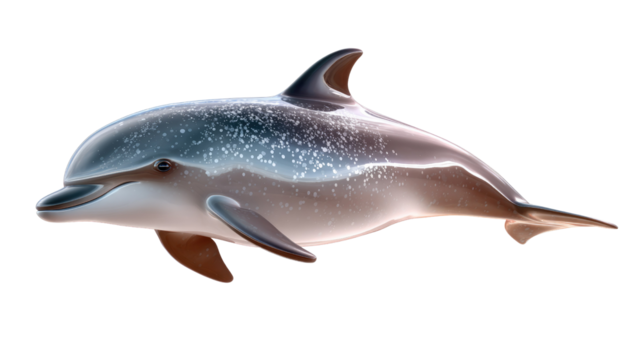 Majestic Marine Mammal: An enchanting depiction of a sleek dolphin gracefully navigating through the tranquil waters, its form a testament to the beauty and freedom of aquatic life.