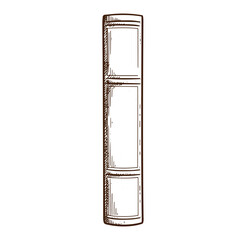 Hand drawn illustration of a vintage book spine isolated on a clean white background