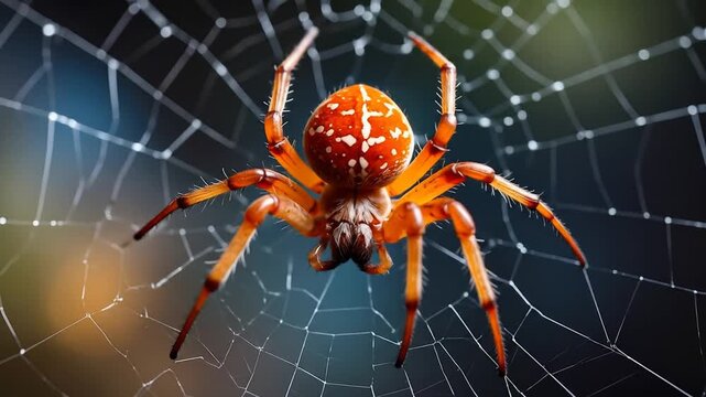 Close-up of an Ornate Spider on its Web