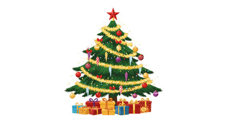 christmas tree with gifts and decorations