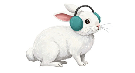 white rabbit on white background