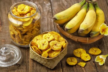Keripik Pisang. Banana chips are a food made from thinly sliced ​​bananas and then fried