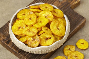 Keripik Pisang. Banana chips are a food made from thinly sliced ​​bananas and then fried