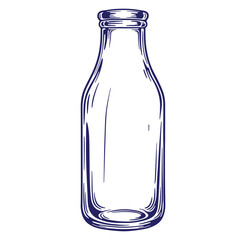 Vector illustration of an empty milk bottle in detailed hand drawn sketch style