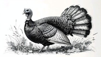 Hand Drawn Sketch Illustration of Thanksgiving Turkey