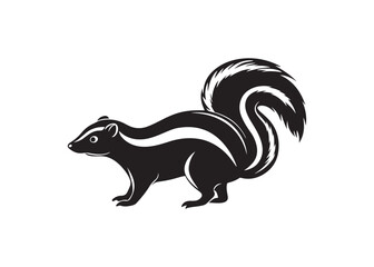 Skunk silhouette isolated vector illustration on white background.