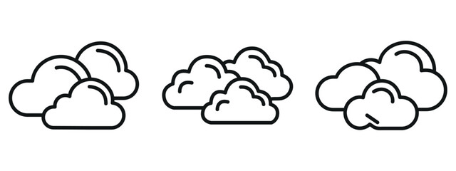Cloud Icon Set – Outline and Minimal Symbols for Storage, Network, and Digital Technology
