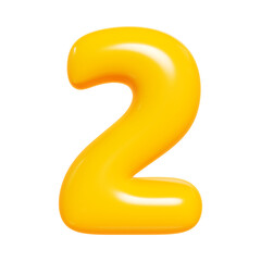 Naklejka premium Bright yellow inflatable number two