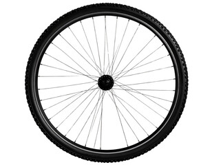 Close-Up of Bicycle Wheel with Spokes and Tire Tread, isolated on transparent background PNG