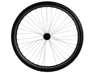 Close-Up of Bicycle Wheel with Spokes and Tire Tread, isolated on transparent background PNG