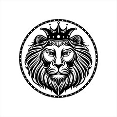 Obraz premium Majestic Lion Head with Royal Crown Emblem.