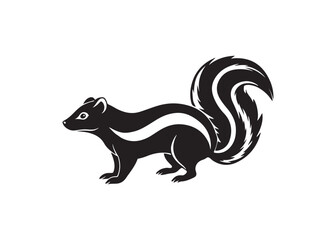 Skunk silhouette isolated vector illustration on white background.