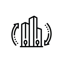 Black line icon for urban renewal