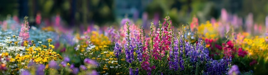 Obraz premium Vibrant wildflower hdr panorama nature scene