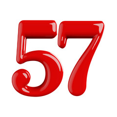Glossy red number fiftyseven