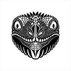 Fototapeta premium Stylized Black and White Reptile Face Illustration.
