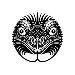 Tribal Tattoo Style Reptile Face Illustration.