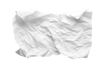 Realistic crumpled paper texture wrinkled sheet detail recycle page blank document scrap design element isolated on transparent background