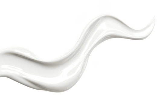 Dynamic milk splash flowing liquid creamy white wave motion graphic element design resource isolated on transparent background