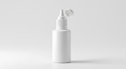 White Plastic Dropper Bottle with Open Cap on a Light Gray Background