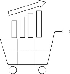 trolley icon and rising graph icon with white background