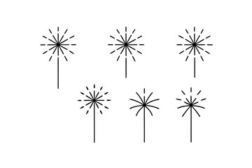 6 different fireworks box icons line art vector 