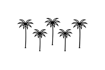 Fototapeta premium 5 different coconut tree icons line art vector 