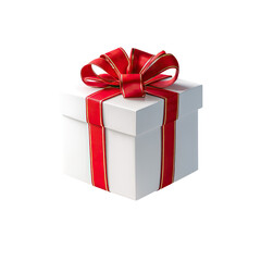 A white gift box with a red ribbon and bow (2)