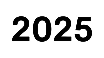 The year 2025 is displayed in bold black numerals on a white background.