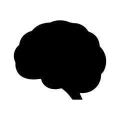 Simple black silhouette icon of a human brain.