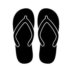 Simple black silhouette icon of a pair of flip flops 2.