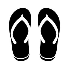 Simple black silhouette icon of a pair of flip flops 1.