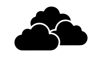 Simple black silhouette icon of three overlapping clouds.