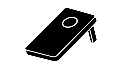 Solid black glyph icon of a cornhole board game.