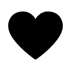 Solid black heart shape icon isolated on a white background.