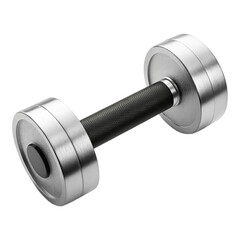 A single silver dumbbell with a black textured handle isolated against a black background in a studio shot created with generated ai