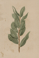 bay leaves on wooden background